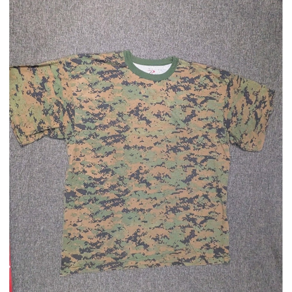 Rothco Camouflage T Shirt Mens 3XL/4XL Woodland Green Army Short Sleeve Tee